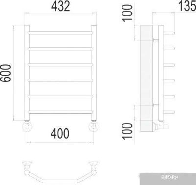 Полотенцесушитель TERMINUS Виктория П6 400x600 нп