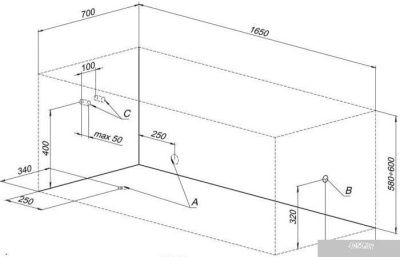 Ванна Aquanet Bright 165x70