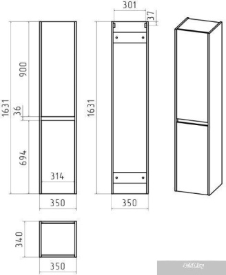 Brevita Шкаф-пенал Balaton 35 R BAL-05035-01-2П