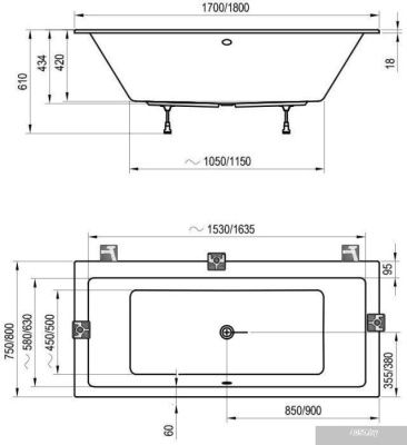 Ванна Ravak Formy 01 Slim 180x80 C881300000
