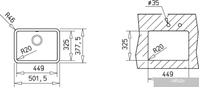 Кухонная мойка TEKA Undermount Radea 450/325 Антрацит [88649]
