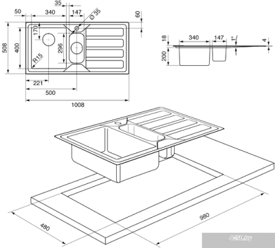 Кухонная мойка Smeg LD102S