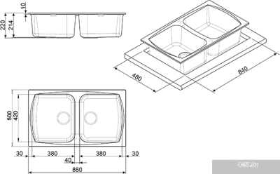 Кухонная мойка Smeg LSE862P-2
