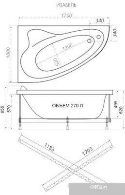 Triton Изабель 170x100 R Стандарт Flat (с гидромассажем)