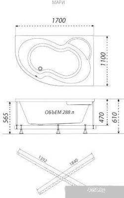 Triton Мари 170x110 L Базовая Flat (с гидромассажем)