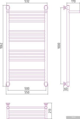 Полотенцесушитель Сунержа Богема с полкой+ 1000x500 30-0223-1050