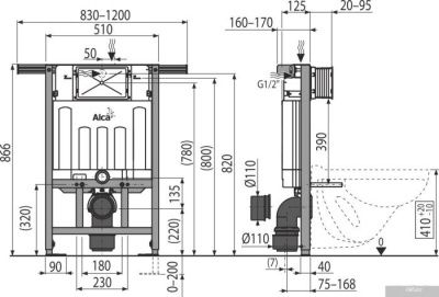 Инсталляция для унитаза Alcaplast AM102/850