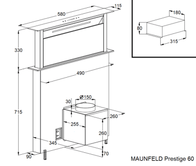 Кухонная вытяжка MAUNFELD Prestige 90 (нержавеющая сталь)