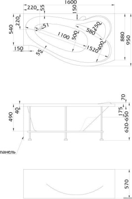Ванна 1Марка Gracia 160x95R