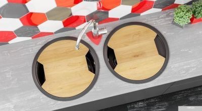 Кухонная мойка KitKraken Duo Spring C-510 с разделочной доской (белый)