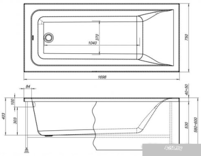 Ванна Aquanet Bright 170x75