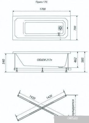 Triton Прага 170x70 Базовая Flat (с гидромассажем)