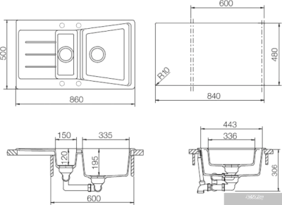 Кухонная мойка Schock City 60D (D-150S) Onyx [700178]