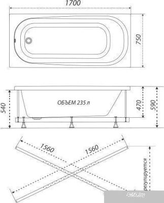Triton Дина 170x75 (с каркасом)