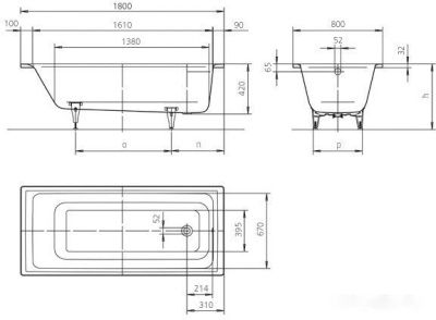 Ванна Kaldewei Puro 653 180x80 [256300013001]