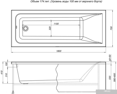 Ванна Aquanet Bright 180x70