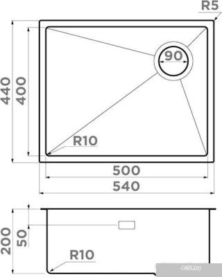 Omoikiri Taki 54-U/IF Side SF IN (нержавеющая сталь)