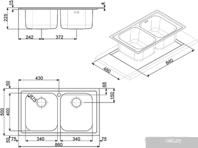 Кухонная мойка Smeg LL862-2