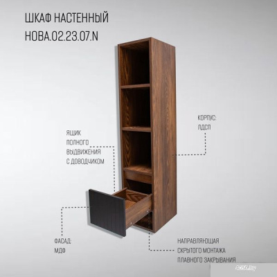 Акваль Шкаф-полупенал для ванной Нова НОВА.02.23.07.N