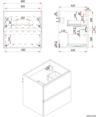 ЗОВ Тумба с умывальником Лира 100 L100MW0MWGVG-OL100 (белый глянец)