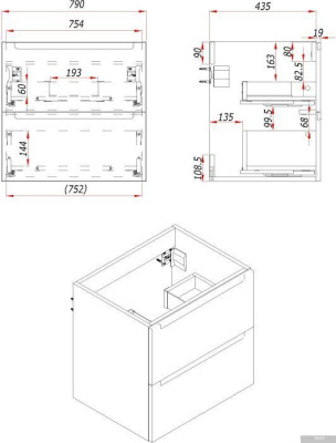 ЗОВ Тумба с умывальником Дион 80 D80LHO0M7015МKV5-OL80 (графит матовый/дуб)