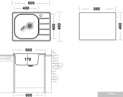 Ukinox Гранд GRM600.480-GT6K 1R (с сифоном S701)