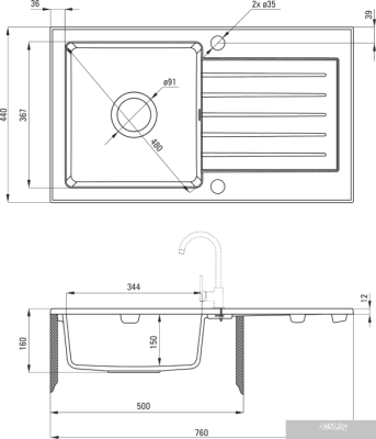 Кухонная мойка Deante Zorba ZQZ 2113 (графитовый)