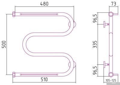 Сунержа М-образный 2 полки 500х500 00-0008-5050
