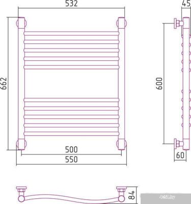 Полотенцесушитель Сунержа Флюид+ 600x500 00-0222-6050