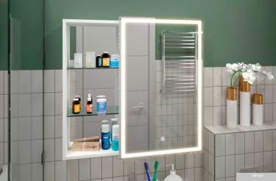 Континент Шкаф с зеркалом Aperio Led 80x80 (правый)