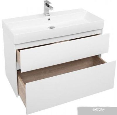 Aquanet Тумба Бруклин 100 00212599 с умывальником Slim Synergy (белый)
