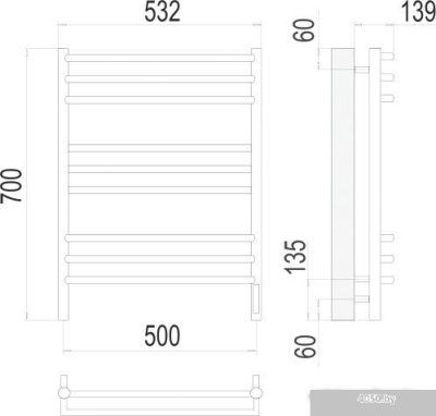 Полотенцесушитель TERMINUS Прато П9 500х700 электро