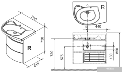 Ravak Тумба под умывальник SDU Rosa Comfort L [X000000328]