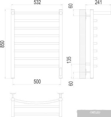 Полотенцесушитель TERMINUS Классик с/п П8 500х850 электро
