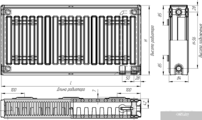 Стальной панельный радиатор Лидея ЛК 21-308 тип 21 300x800