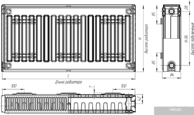 Стальной панельный радиатор Лидея ЛК 21-308 тип 21 300x800