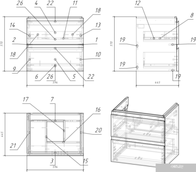 Cersanit Тумба Moduo 60 SZ-MOD-MO60/Wh под умывальник Moduo 60